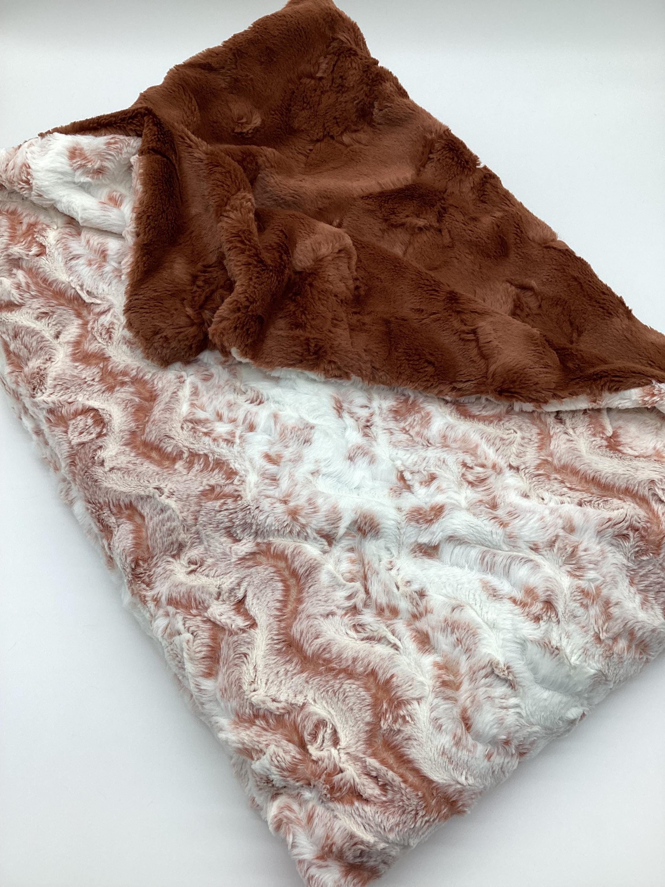 Snowy Owl Minky Rust Luxe Throw/Adult/Teen/Kid  Lap Boanket/Woodland