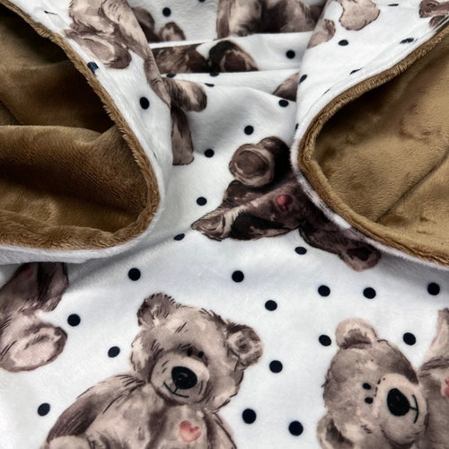 Teddy Bear Baby Boy Minky Blanket Appliqued Teddy Bear Etsy