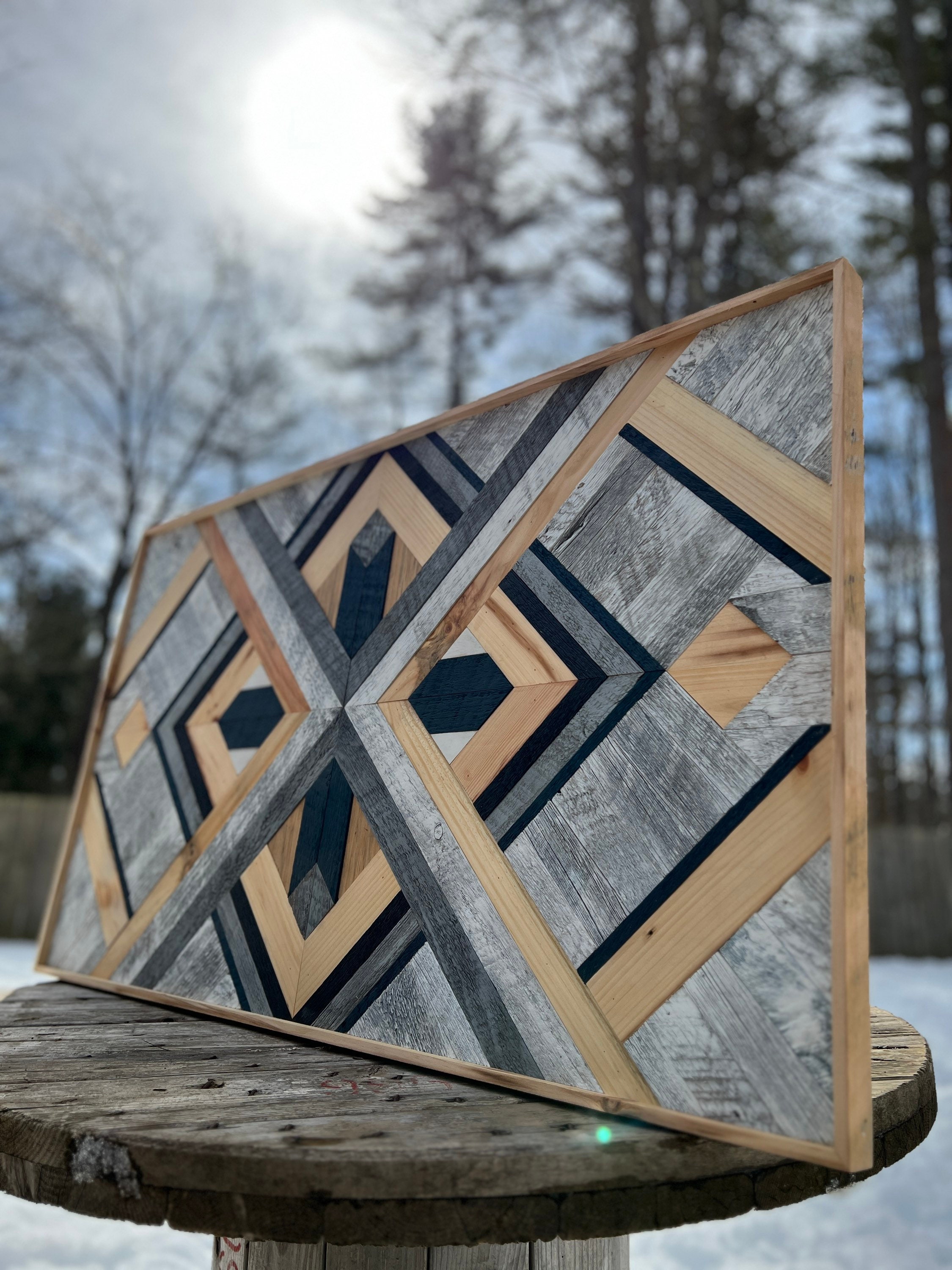 Reclaimed Wood Mosaic | Wall Art | Geometric Art - Etsy