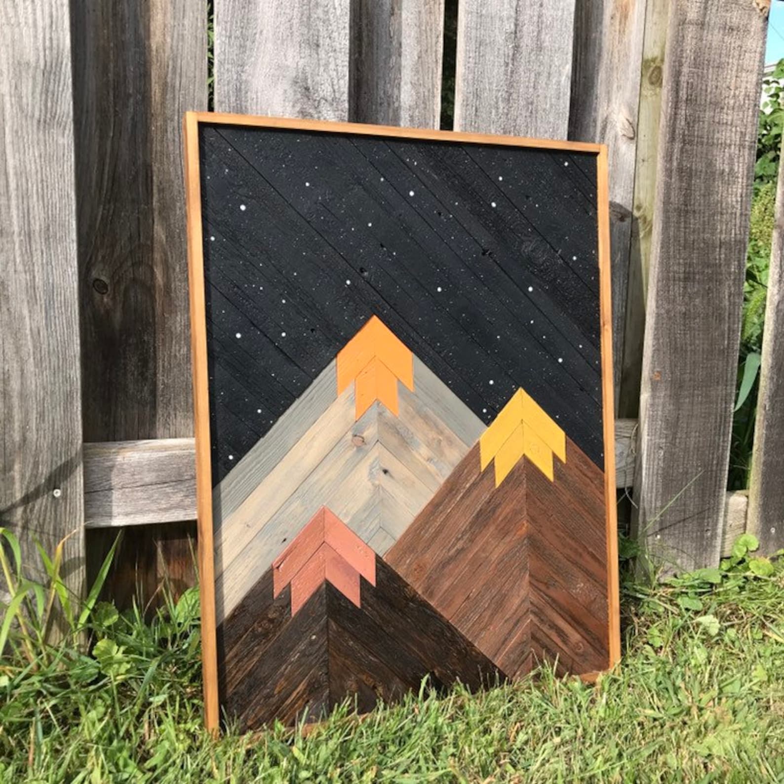 Reclaimed Wood Mountain Art Etsy
