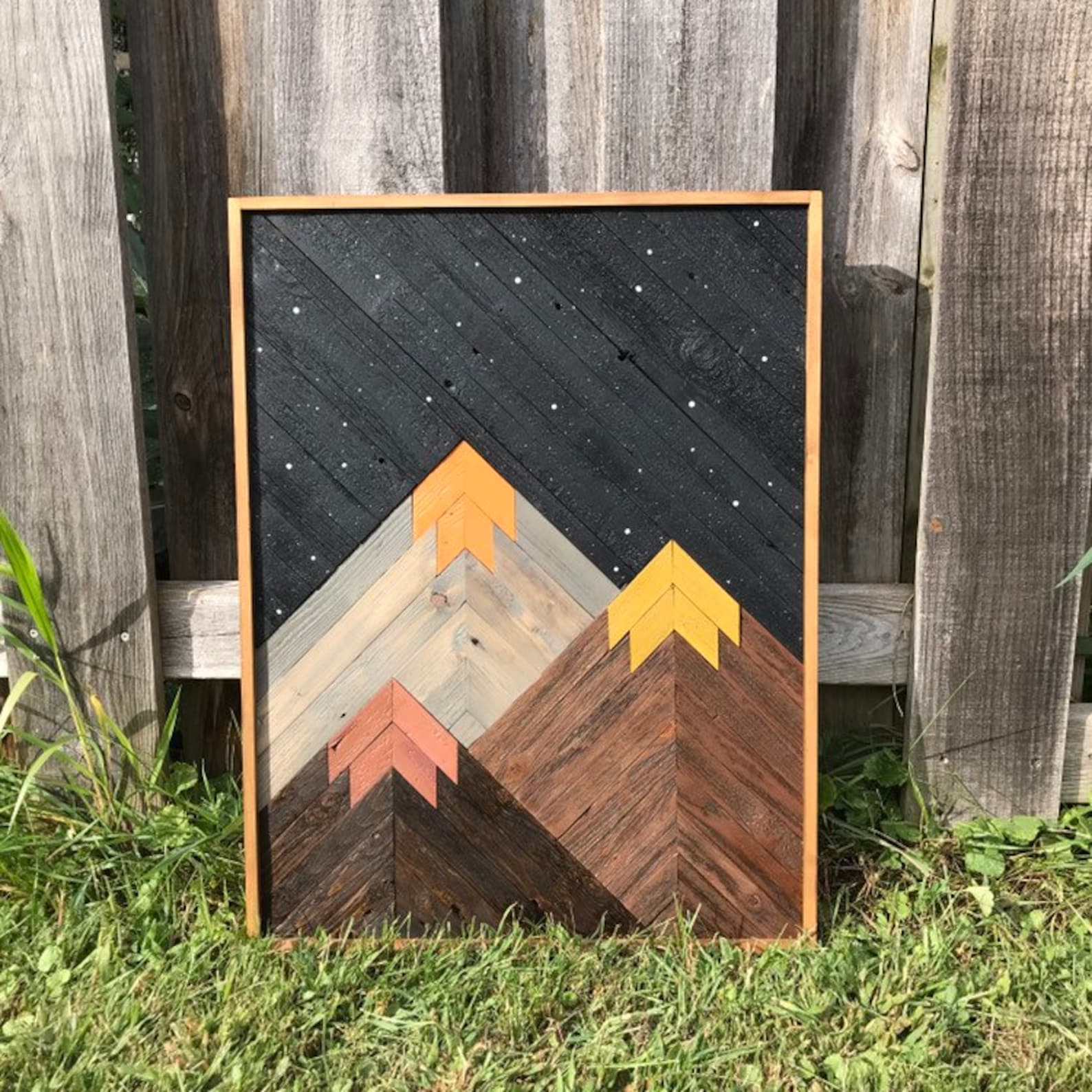 Reclaimed Wood Mountain Art Etsy