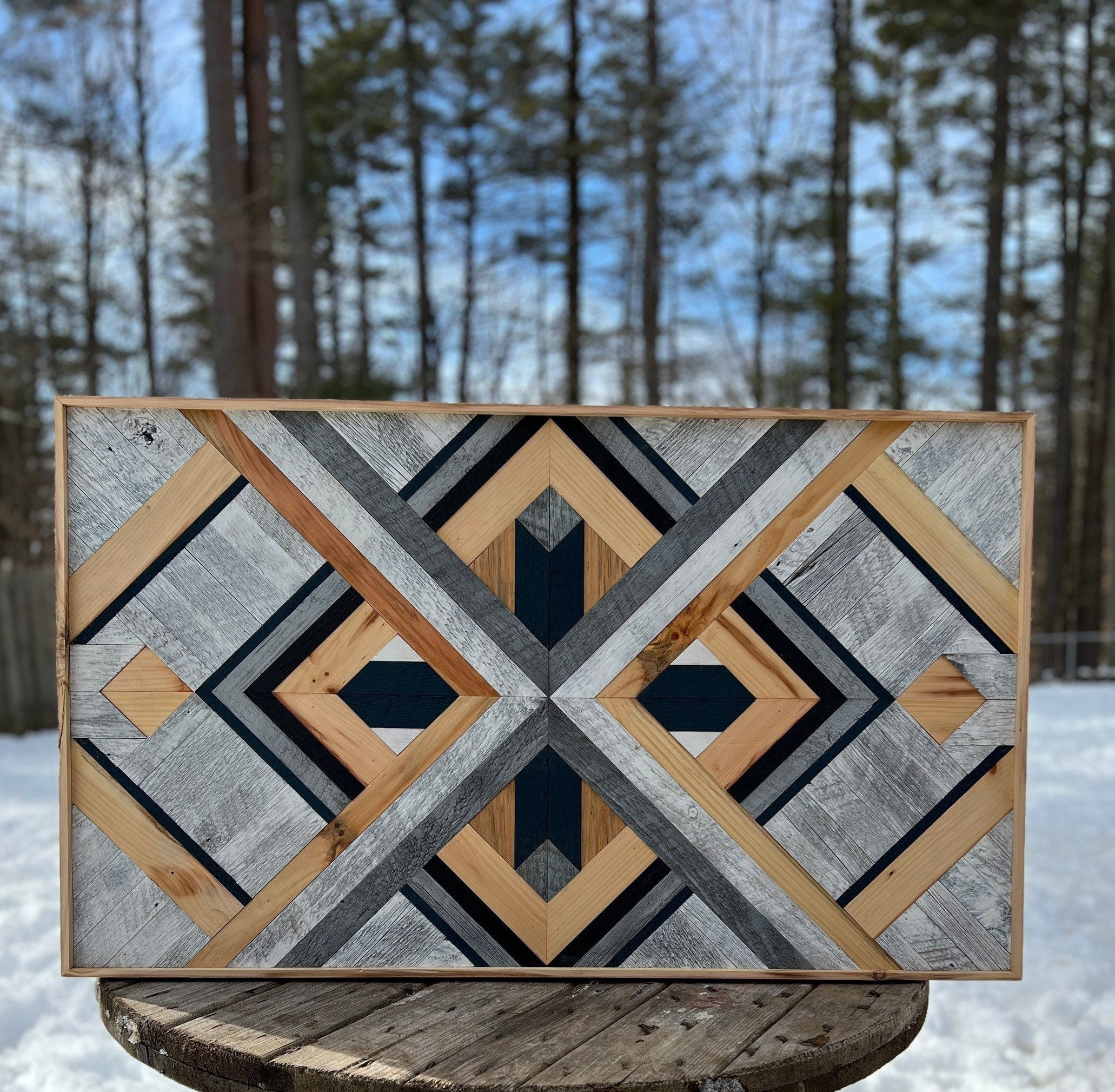 Reclaimed Wood Mosaic | Wall Art | Geometric Art - Etsy