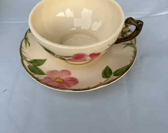 Set of 7 Vintage Franciscan Desert Rose Coffee Tea Cups and Saucers 1950’s