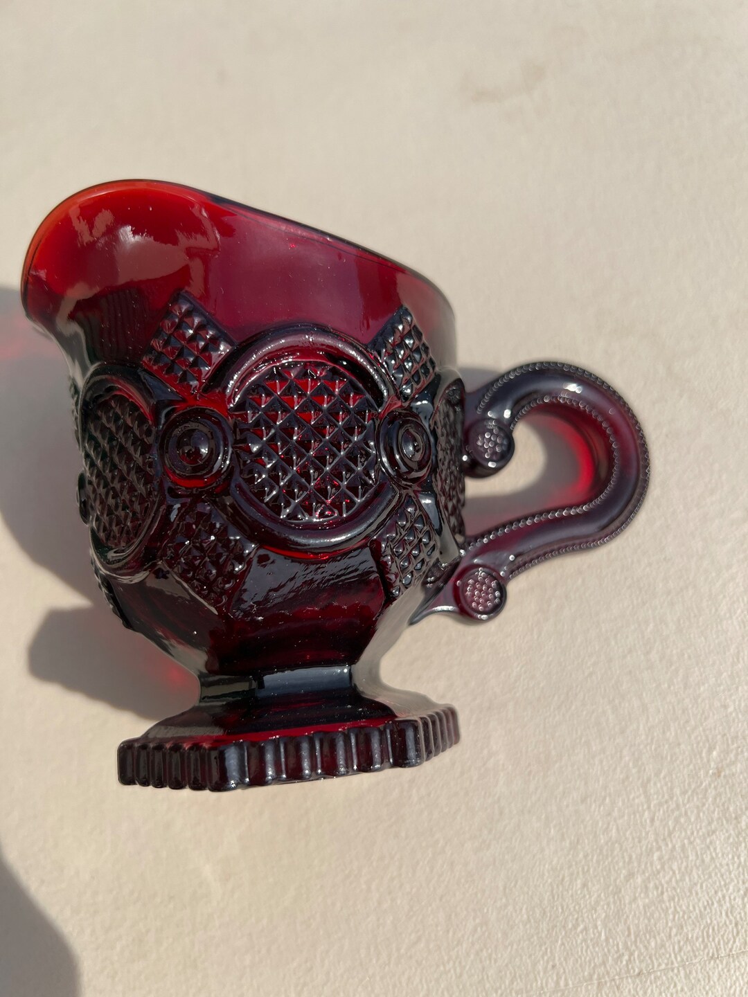 Avon Cape Cod Cranberry Ruby Red Glass Creamer - Etsy