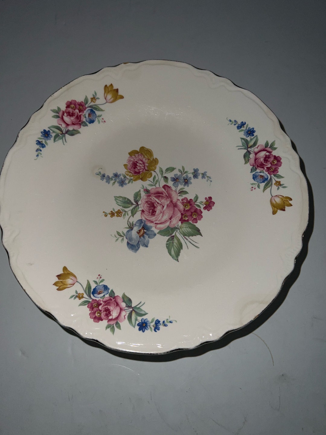 Set of 8 Vintage 1940s SCIO Ohio Pottery Dinner Plates Floral Etsy