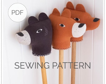 Runabout Bear Toy PDF Sewing Pattern - A fun twist on the traditional hobby horse toy - Instant Download