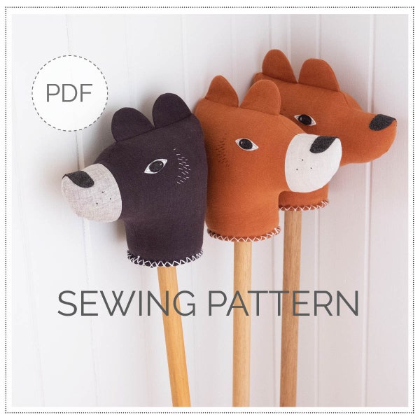 Runabout Bear Toy PDF Sewing Pattern - A fun twist on the traditional hobby horse toy - Instant Download