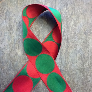 Reversible Red and Green Single Dot Woven Grosgrain