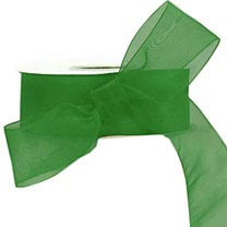 Emerald Green Sheer Ribbon 10S-002 image 1