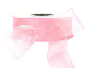 FULL ROLL! 100 or 50 yards Light Pink Sheer Ribbon    (10-##-S-130)