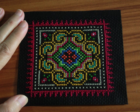 Handmade a unique piece of Hmong Hill Tribe cross stitch | Etsy