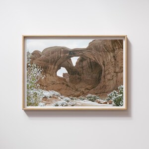 Arches National Park Wanddruck, Schnee bei Double Arch, Moab, Utah Wandkunst