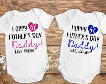 Happy First Fathers Day Daddy Cute Newborn Baby Outfit Pink Baby One Piece Happy First Fathers Day Daddy Cute Newborn Baby Outfit Pink Baby One Piece