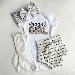 Daddy's Girl Baby Bummies Set, Father's Day Bummies and Bow Outfit, Newborn Baby girl Coming Home Outfit