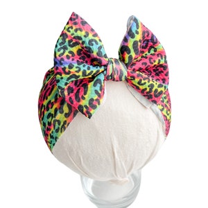 Tie Dye Cheetah Headwrap Bow: Baby Toddler Headband