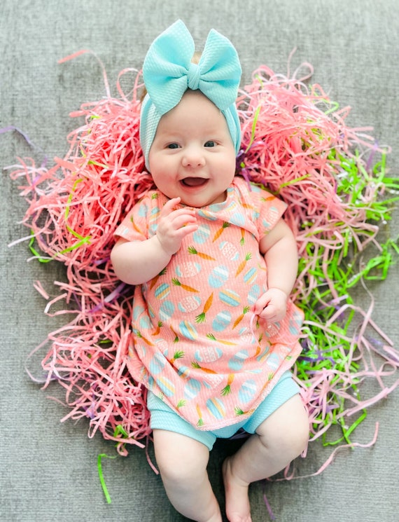Easter Baby Dress With Bummies Knee High Socks and Headwrap Bow Spring Baby Girl Outfit Toddler Easter Dress Etsy UK