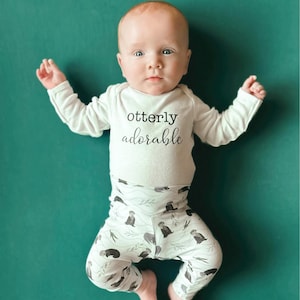 Baby Boy Coming Home Set, Otterly Adorable Baby Leggings Outfit, Otter Newborn Baby Boy Set