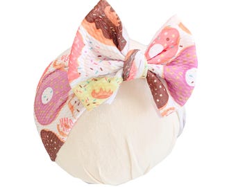 Donut Baby Headwrap Bow: First Birthday Bow
