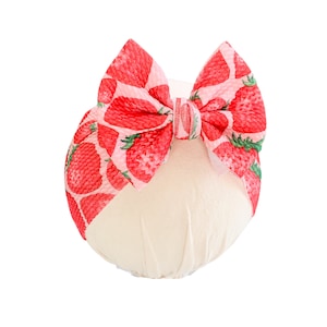 Strawberry Baby Headwrap Bow, Fruit Toddler Bow, Baby Bow, Kid&#39;s Headwrap Bow