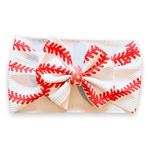 Baseball Baby Headwrap Bow, Sports Toddler Bow, Baby Bow, Kid's Headwrap Bow