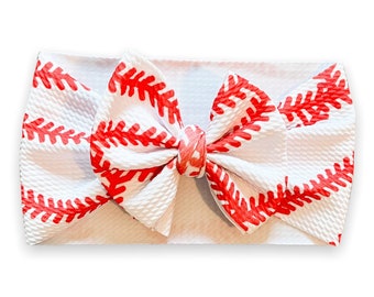 Baseball Baby Headwrap Bow, Sports Toddler Hair Accessory