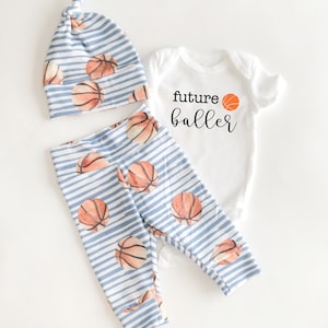 Basketball Baby Boy Coming Home Set, Future Baller Baby Leggings Outfit, Sports Newborn Baby Boy Set