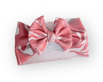 Pink Swirl Baby Headwrap Bow: Stretchy Toddler Headband