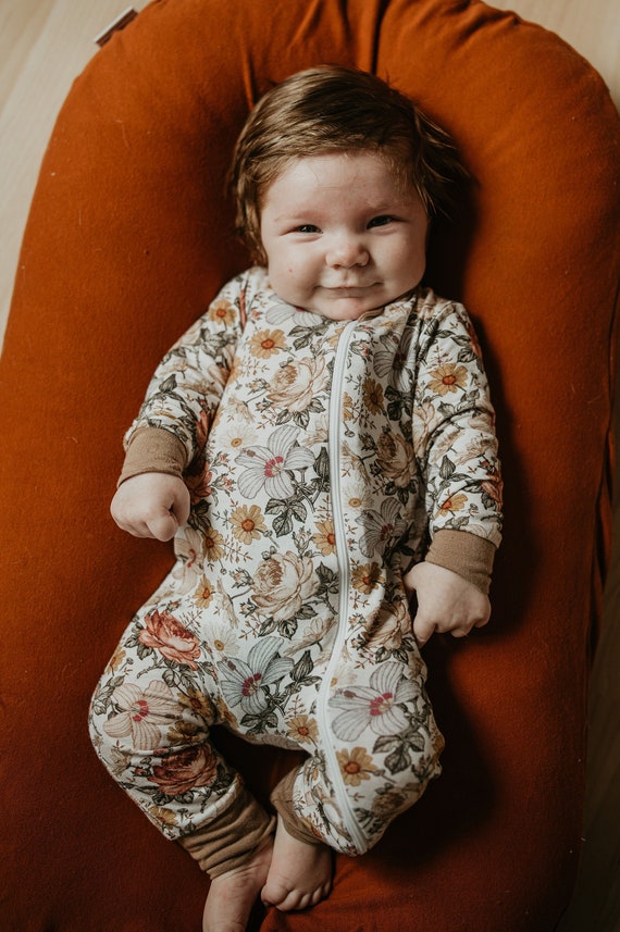 Ensemble bebe floral vintage en bambou avec fermeture eclair tenue Coming Home pyjama bebe fille Etsy France