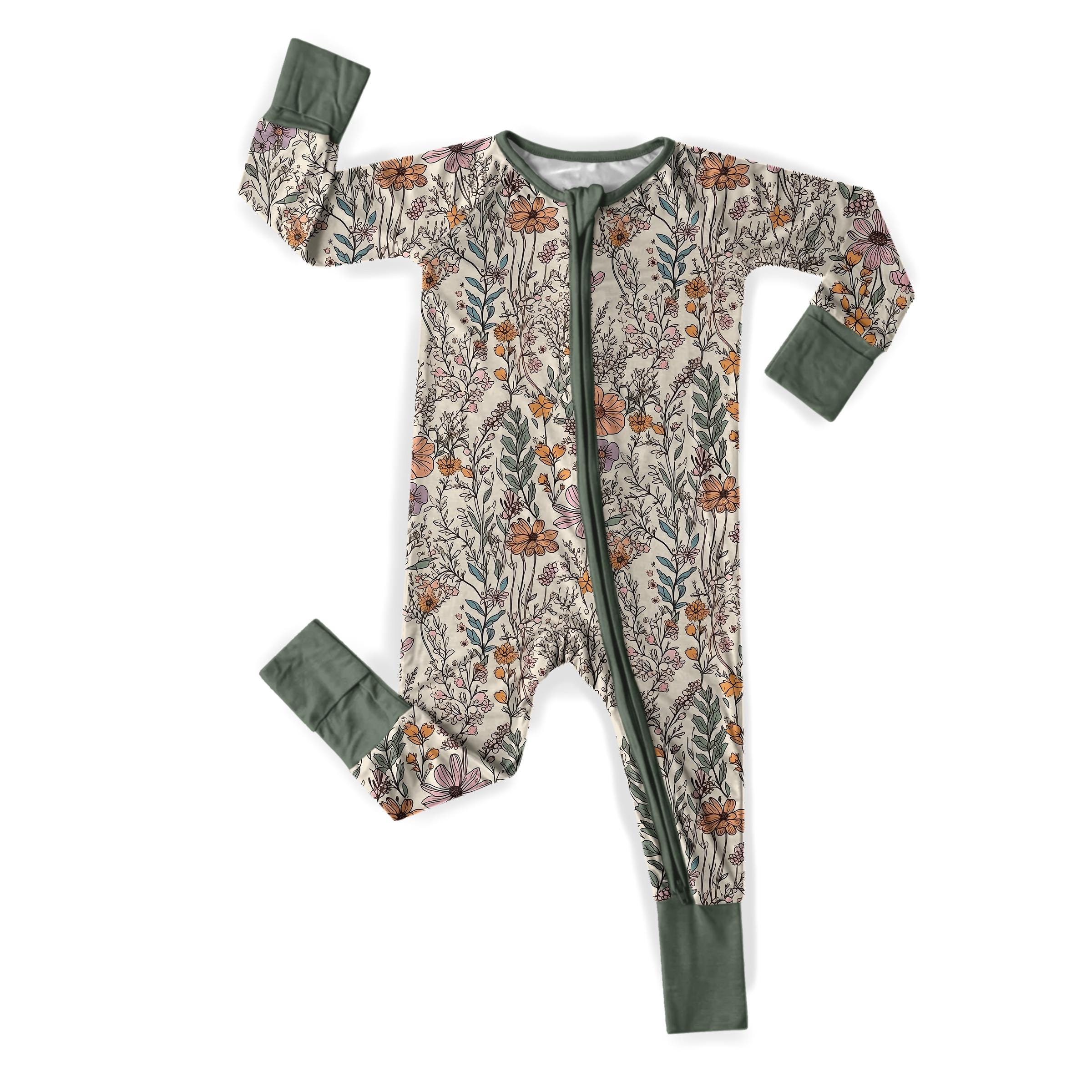 Vintage Floral Bamboo Baby Romper: Zipper Sleeper Newborn Outfit - Etsy