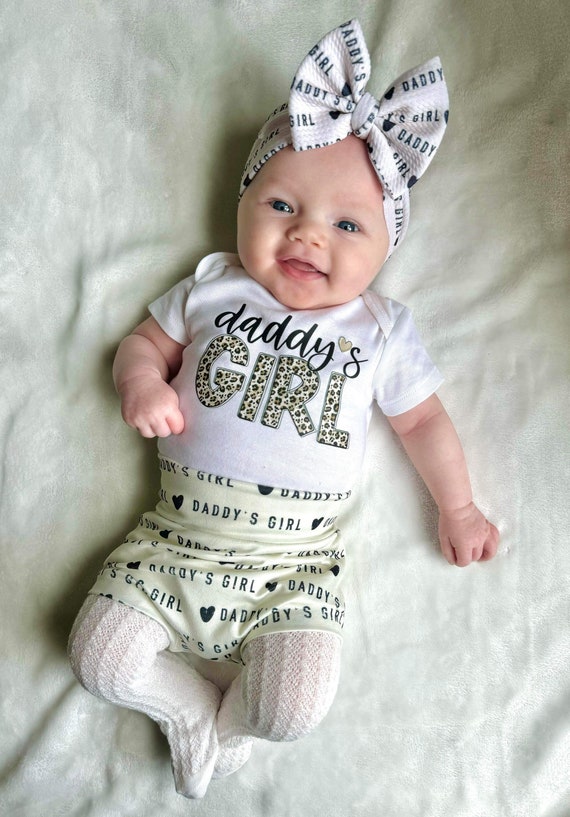 Conjunto de pantys para bebe nina de papa conjunto de pantys y lazo para el Dia del Padre conjunto para bebe nina recien nacida que vuelve a casa Etsy Mexico