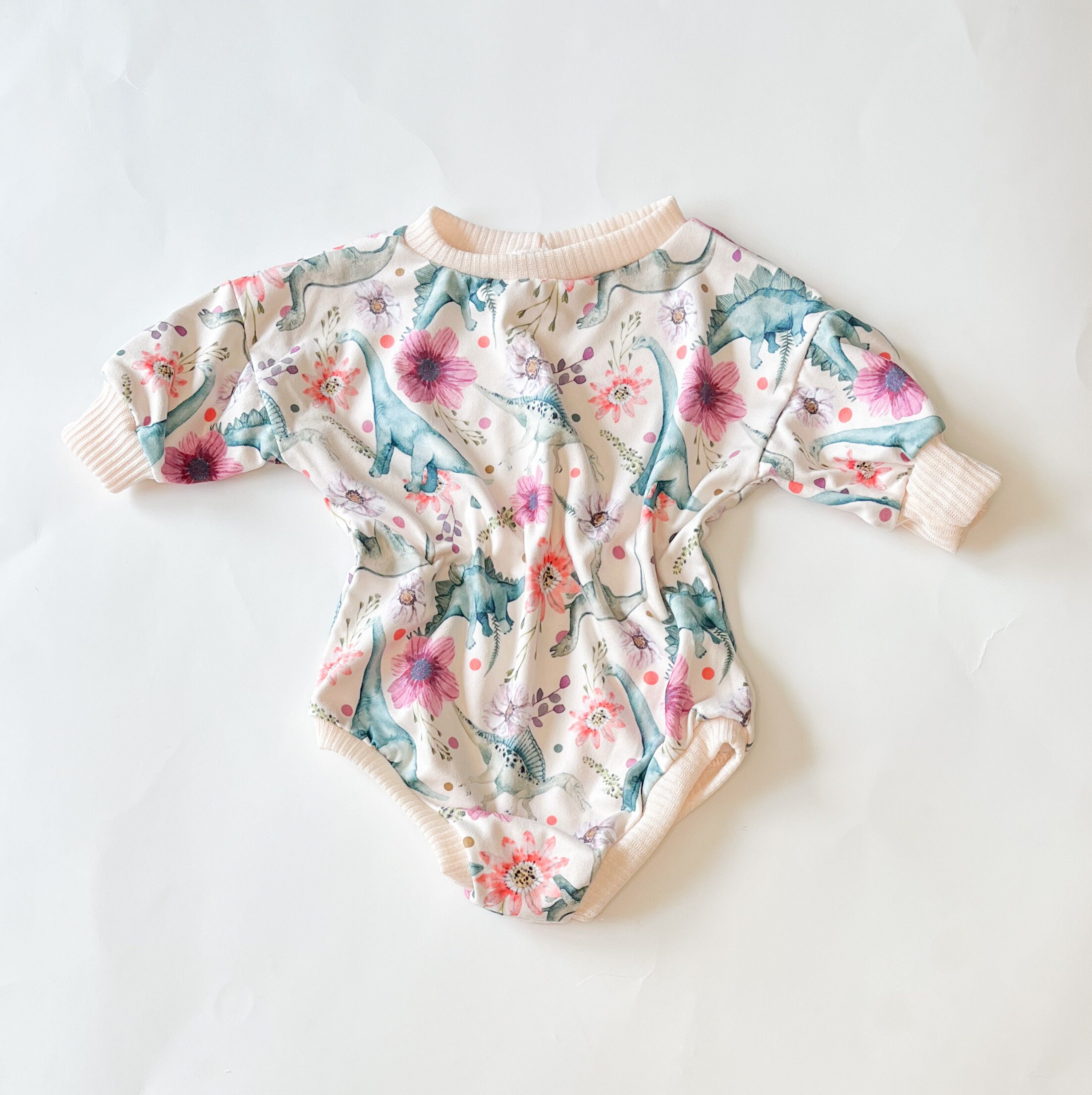 Dino Floral Baby Sweater Romper Baby Romper With Headwrap Bow - Etsy