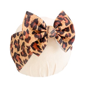 Cheetah Baby Headwrap Bow, Leopard Toddler Bow, Baby Bow, Kid&#39;s Headwrap Bow