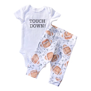 Football Baby Leggings Set, Touch Down Newborn Coming Home Outfit, Sports Baby Boy Outfit