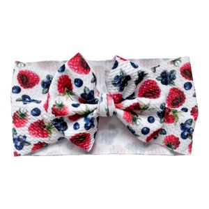Mixed Berries Baby Headwrap Bow: Pink Gingham Toddler Bow