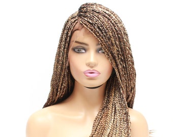 Blonde Wigs- Braids Wigs- Ready to ship- braided wig/ balayage Braided lace frontal wig/ box braids wig/ synthetic lace front braided wig