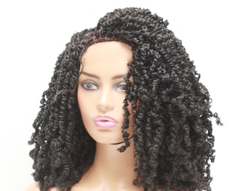 Braided wig- Braids Wig- Spring twist lace closure wig- braid wig for African women- passion twist lace - glueless hand braided lace wig