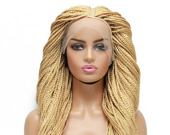 Blonde braids, braided wig, 613 box braids wigs, glueless braided wig, handmade braided wig, lace frontal wig, lace closure wig