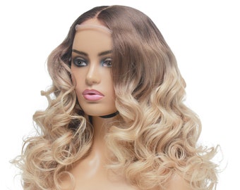 Blonde Ombre Lace Front Wig- Russian Human Hair - Blonde wig- Lace Closure Wig - Virgin Human Hair Wig- Handmade Wig - Blonde Glueless Wig