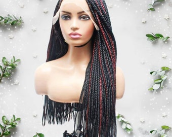 Knotless braids- Braids wig- Ready to ship- Natural Black knotless Lace Frontal Wig- Knotless Braids- Glueless wig- Braids Wig- Lace Wigs