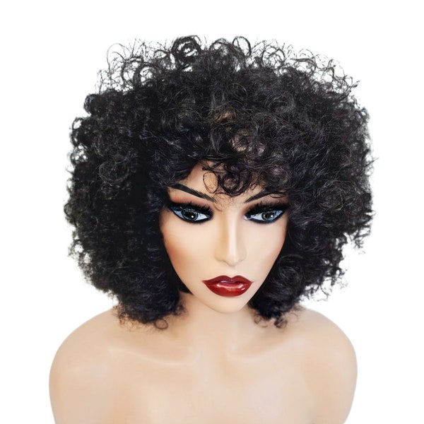 Lace Wigs- Curly Lace Front human hair Wig - Natural black human Hair Wig - Virgin Human Hair - Black Curly human hair- wigs - Glueless Wig