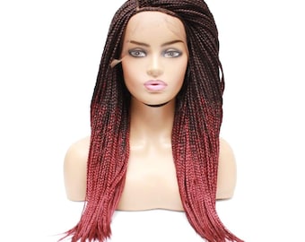Micro Million Braids Wig- Box braids wigs/ braided lace front wig /Braided wigs/ Lace Front Wig /Handmade Wig / Synthetic Wig / Glueless wig