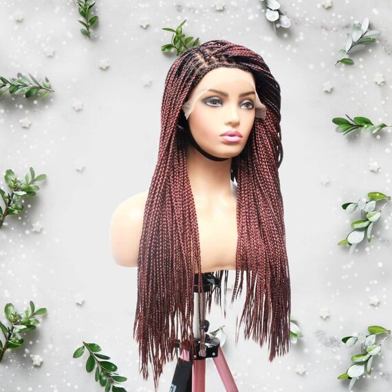 Knotless Braids- Braids Wig- Braided Wigs- Burgundy Color  display picture 1