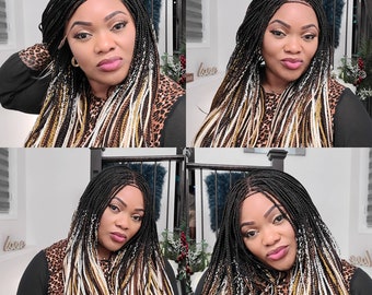 Knotless Braids,  box braids wig- Braided Lace Frontal Wig- Ready To Ship- Glueless wig- Braids Wig- Lace Wigs- Braids wig- Synthetic Wigs