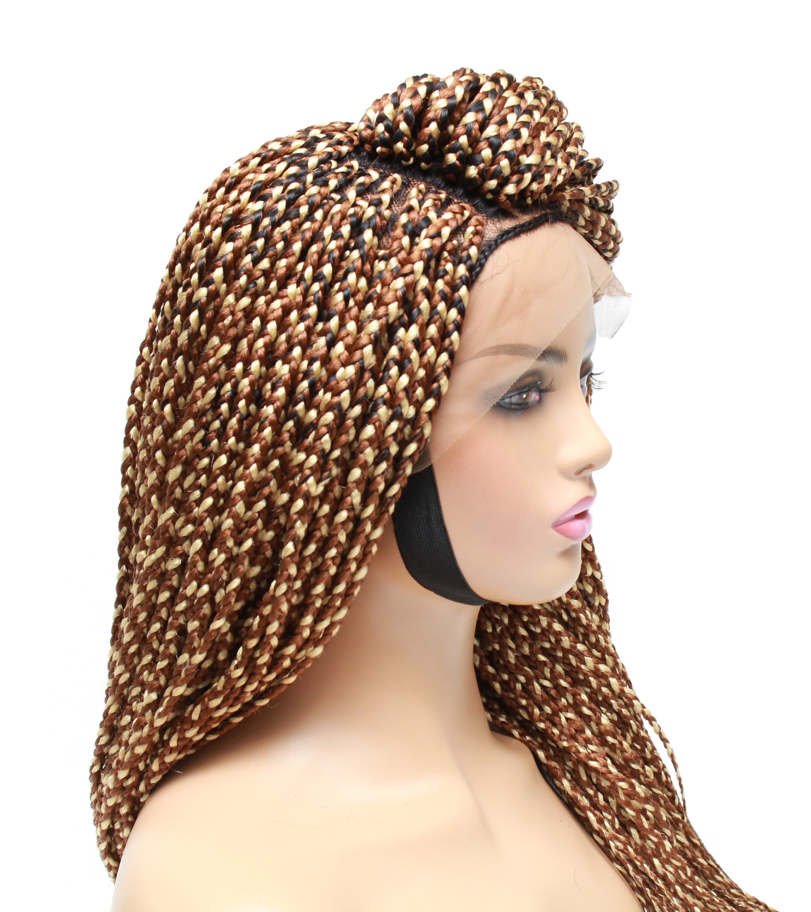 Blonde Braided lace front wig/ box braids wig cap/ synthetic Etsy