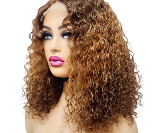 Curly Balayage Blonde Wig- Lace closure wig- Virgin Human Hair Wig- Handmade Wig - Glueless Wig - Indonesian Hair Wig- Custom Made Wigs