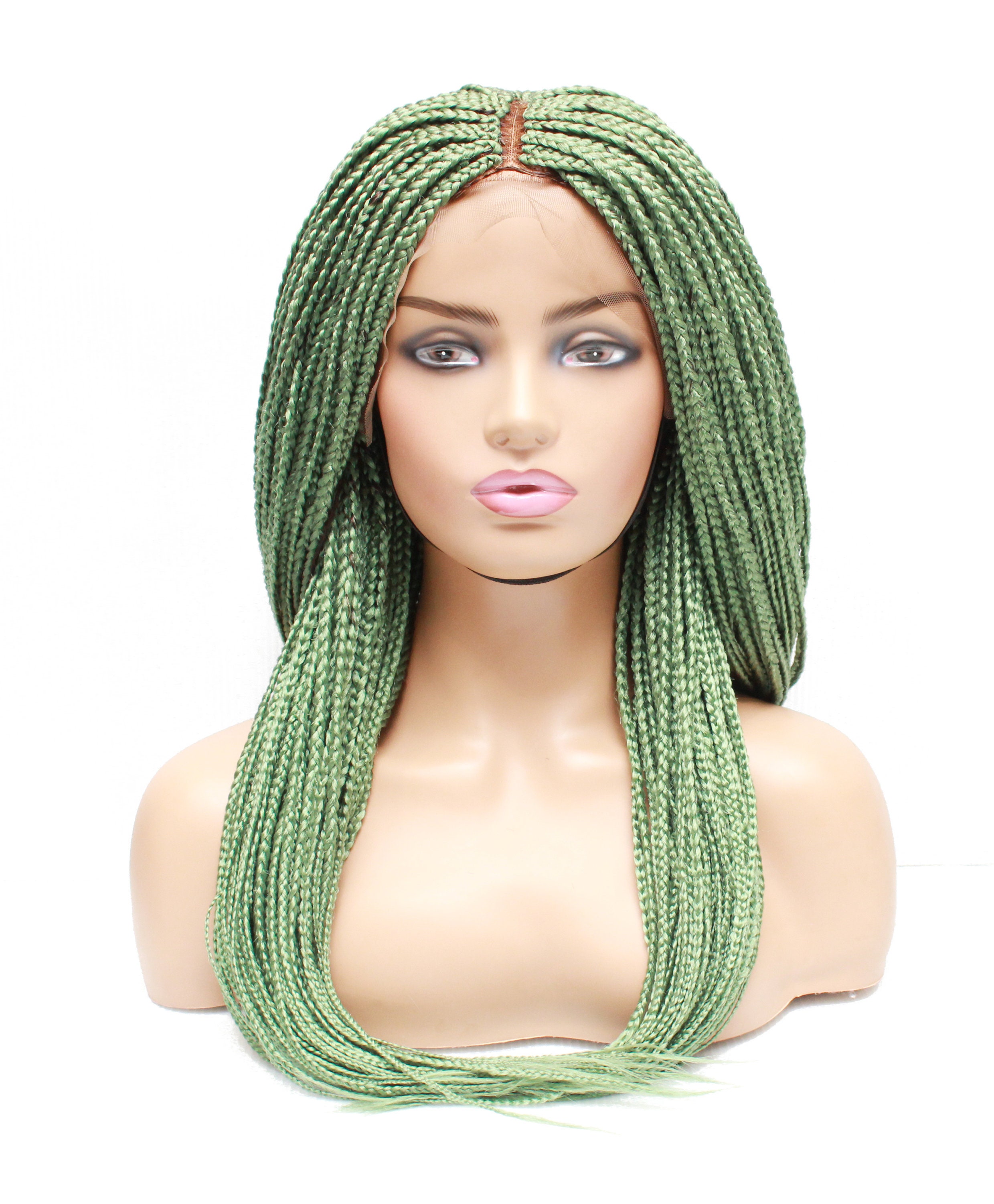 Braided Wig/ Green Hair lace front wig/ box braids wig/ Etsy