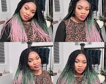 Knotless Box Braids Wig- Ombre Braided Wigs- Glueless Braided Wigs - Braided Wigs in Canada - Lace Front Braided Wigs- Braids in Canada