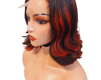 Copper Balayage Wigs- Lace closure wig- Mid Part Wig- Virgin Human Hair Wig- Handmade Wig - Glueless Wig -  Lace Wig- Custom Made Wigs