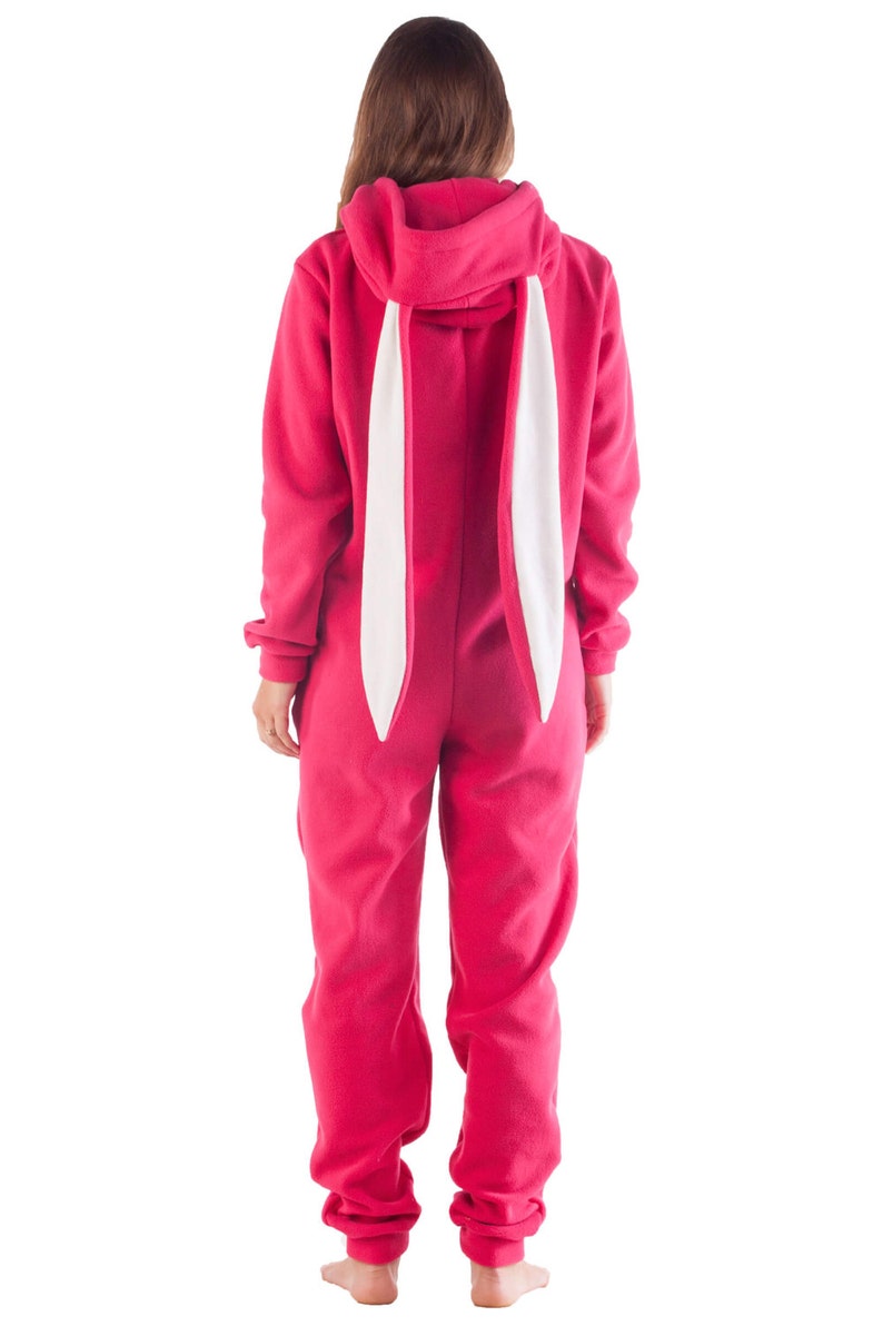 Pajama overalls FUNKY PINK BUNNY home suit Custom Handmade Etsy