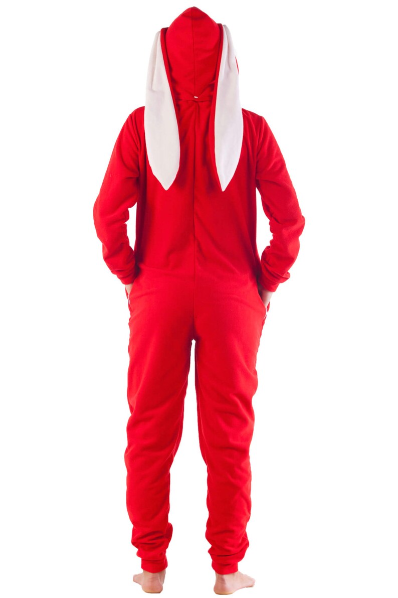 Pajama overalls FUNKY RED BUNNY home suit Custom Handmade Etsy